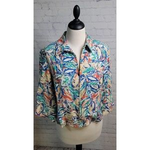 Coldwater Creek Jacket size PS 66% Linen 34% Rayon Zip Closure